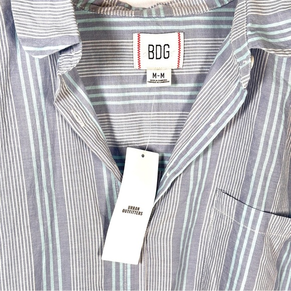 BDG Urban Outfitters Striped Cotton Oversized Open Back Coastal Grandma Shirt M - Picture 6 of 13